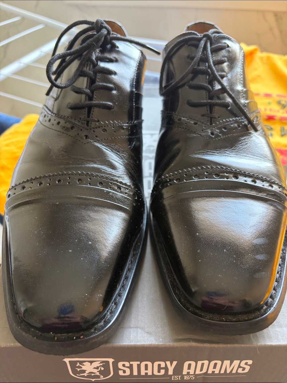 Stacy Adams Black Cap-Toe Brogue Oxfords
